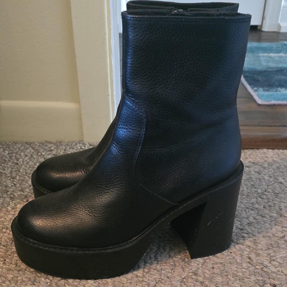 Aldo Black Chunky Heel Boots